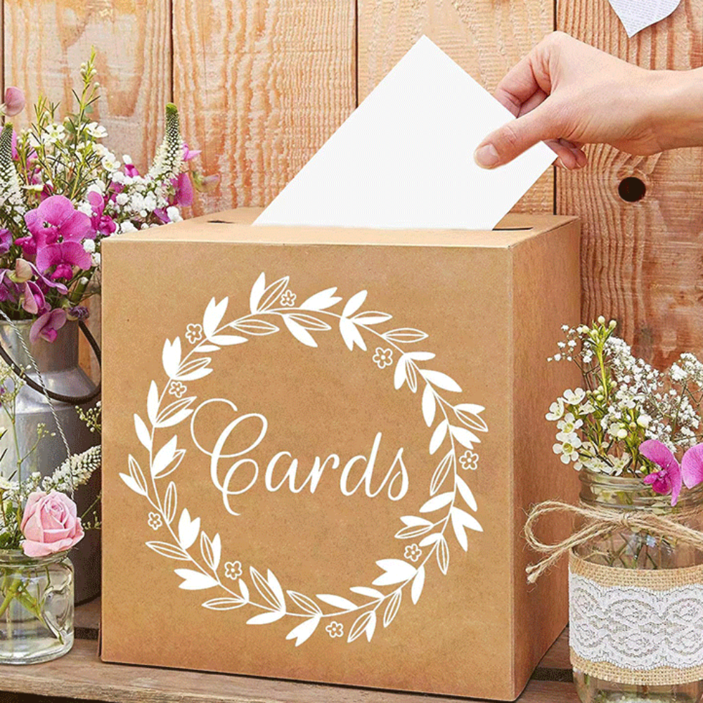 Wedding Card Box - White Black Wedding Card Box Blessing