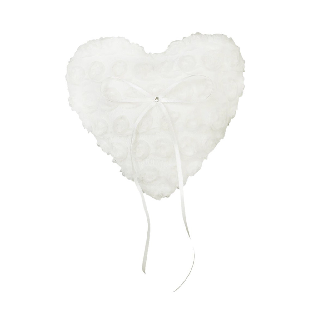 Ring Bearer Pillow - Heart Wedding Ring Pillow 15x17cm White
