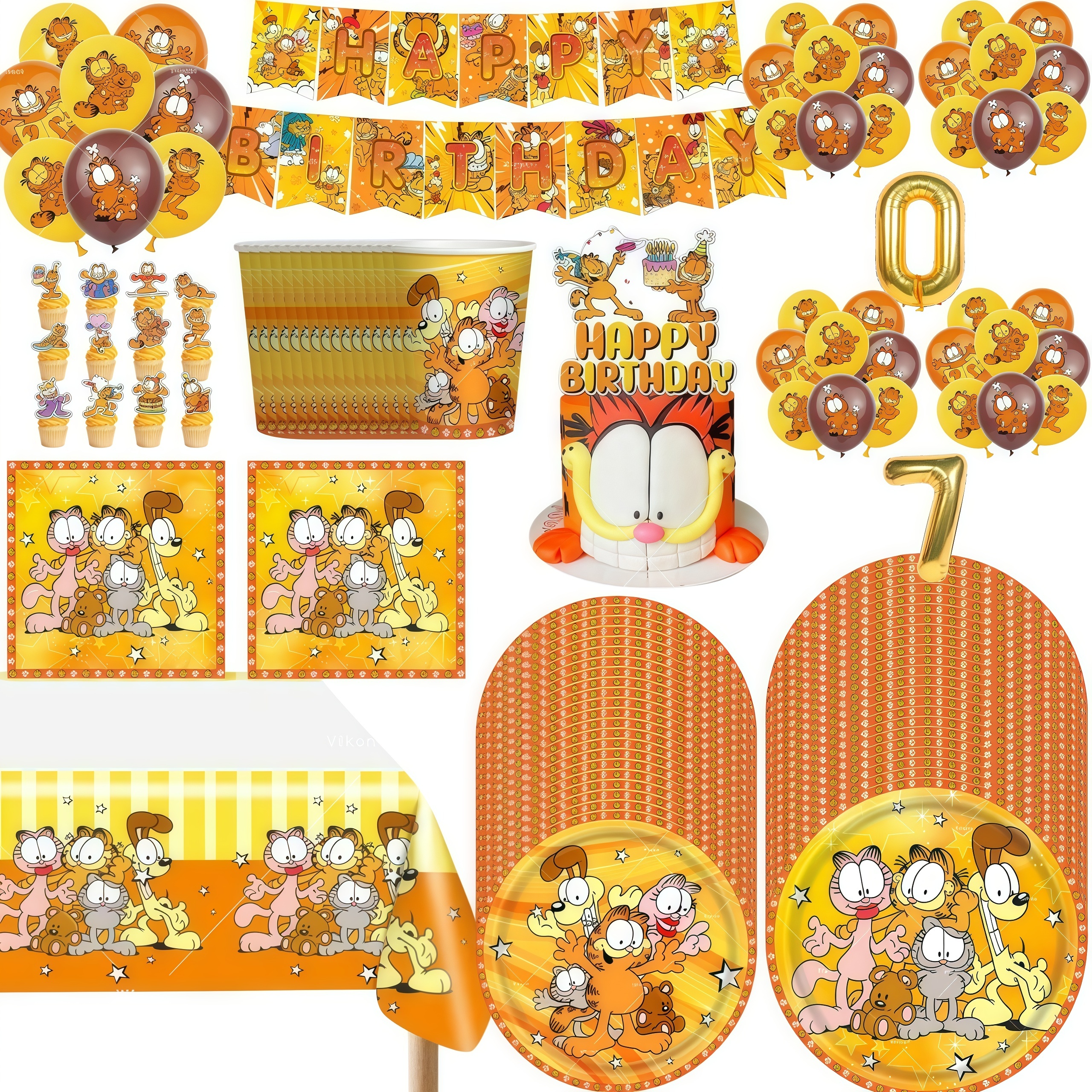 Confetti Balloon Set - Cute Cartoon G-arfielded Birthday Party Decoration