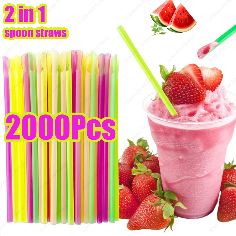 Wedding Supply Wholesale - 50-2000Pcs Spoon Straws Milkshake Smoothie Spoon