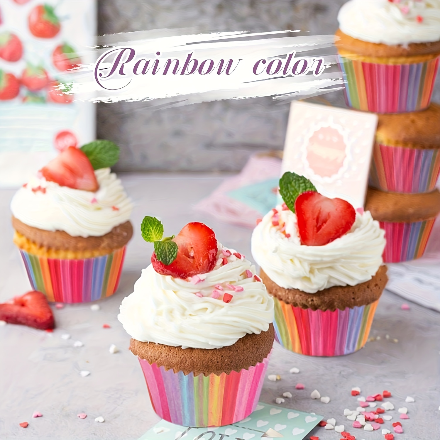 Wedding Cake Supply - 100 Pack Colorful Standard Cupcake Wrappers,
