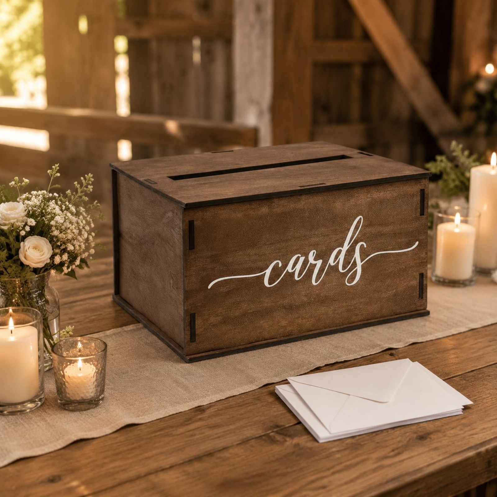 Wooden Card Box Slot Top Weddi - Wedding Card Box のレビューと価格