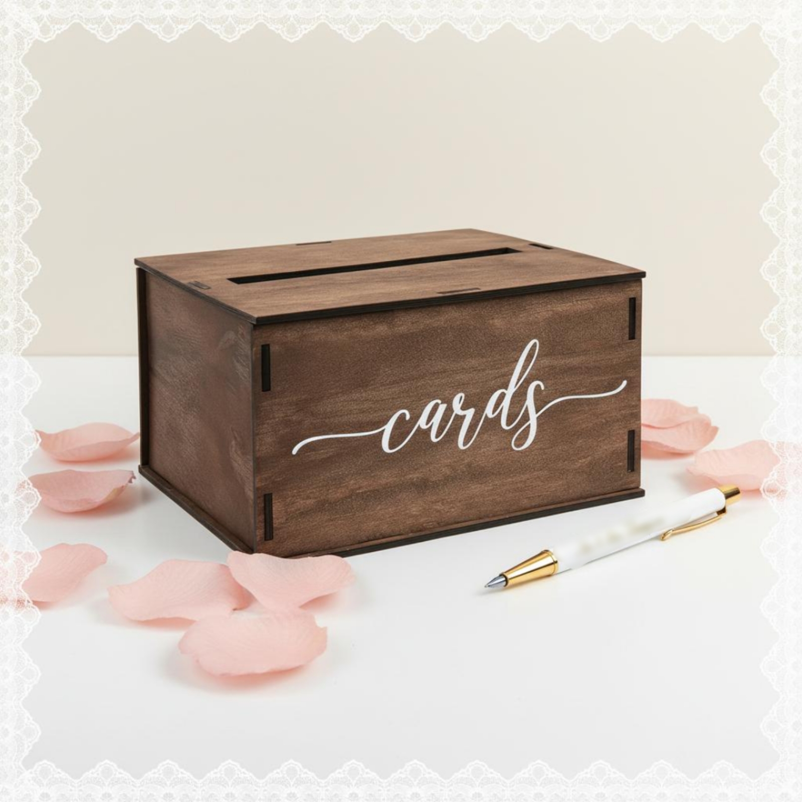 Wooden Card Box Slot Top Weddi - Wedding Card Box のレビューと価格