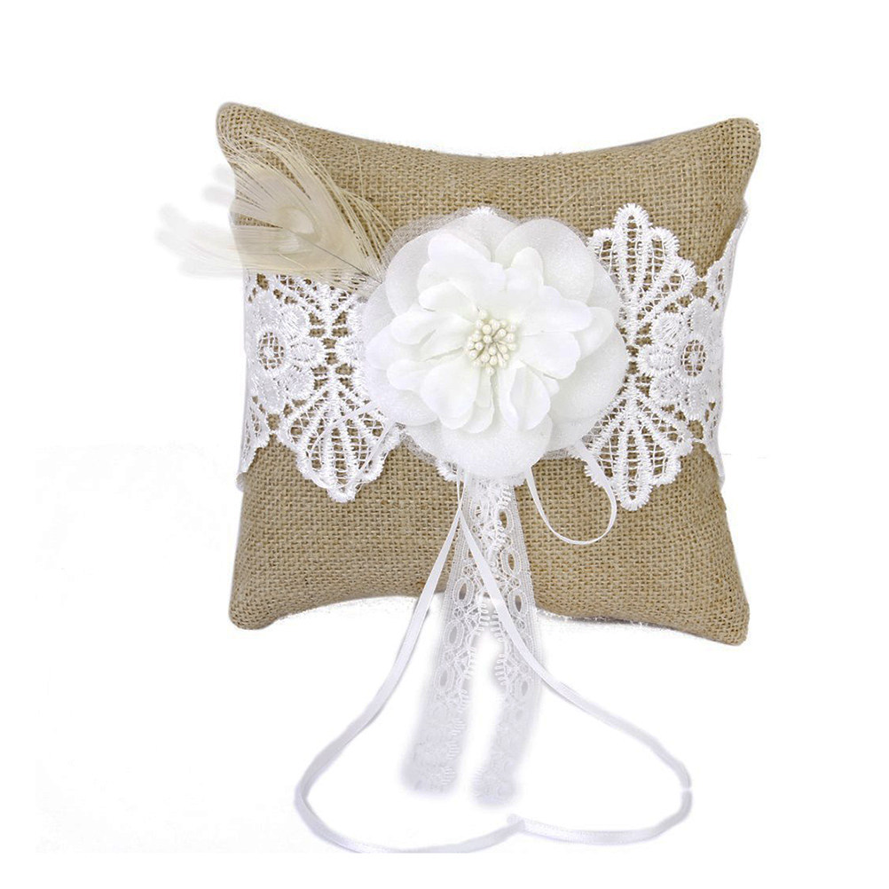 Brown White Jute Ring Pillow B - Ring Bearer Pillow のレビューと価格