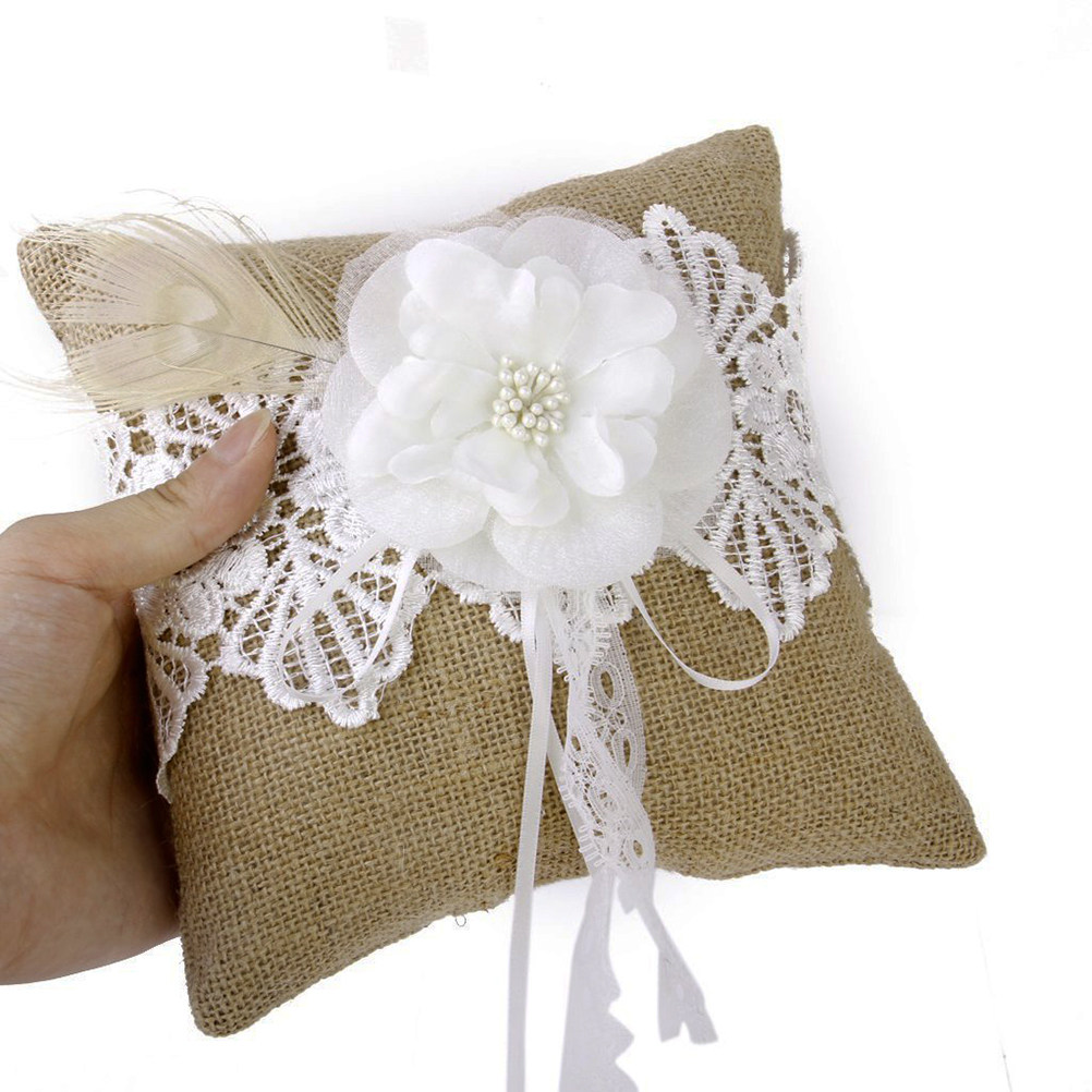 Brown White Jute Ring Pillow B - Ring Bearer Pillow のレビューと価格