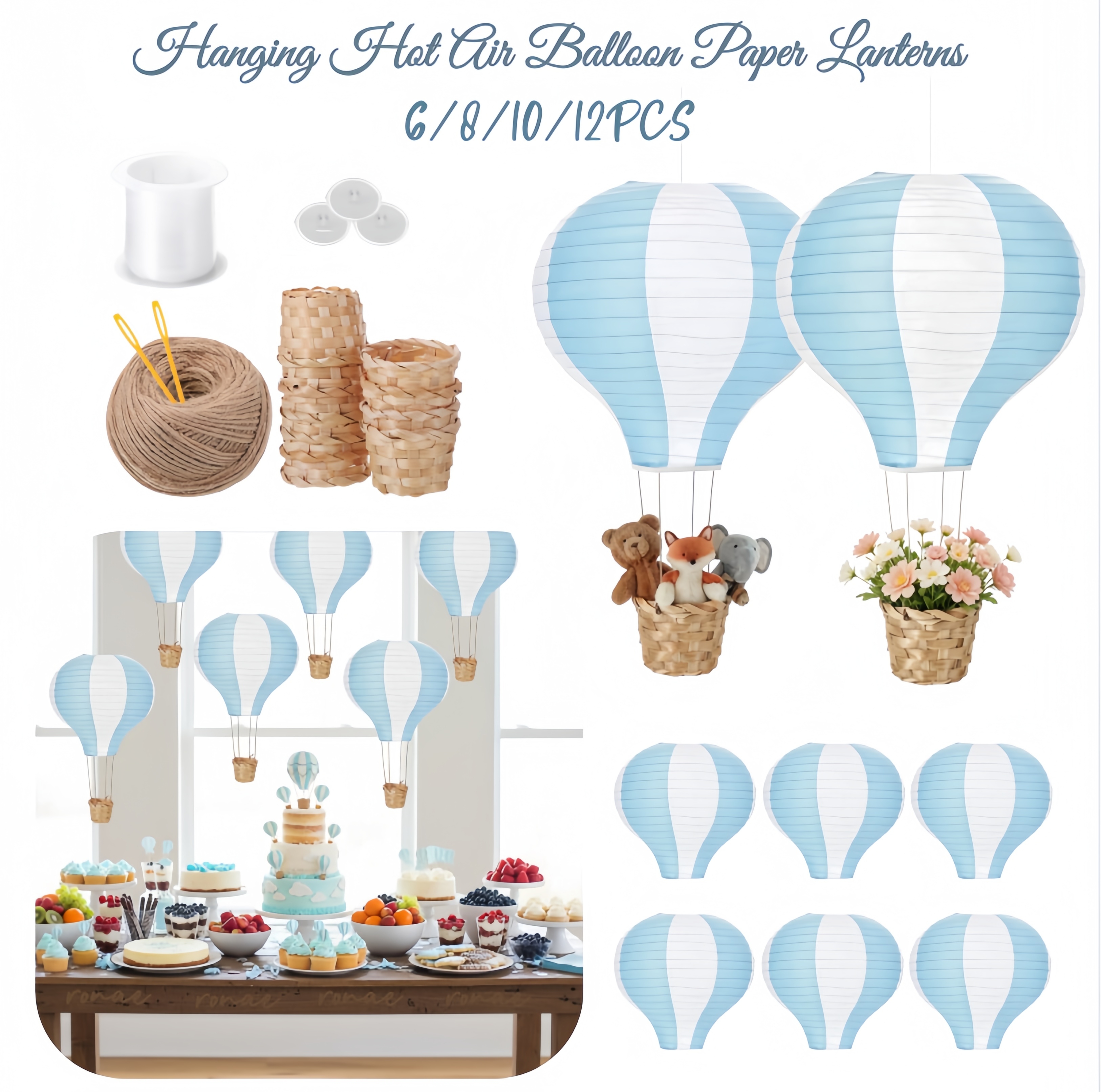 6-12Pcs Hanging Hot Air Balloo - Confetti Balloon Set のレビューと価格