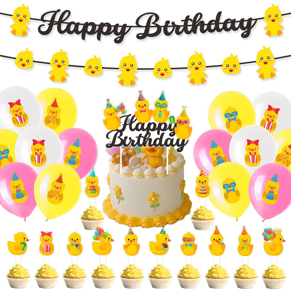 Cute Swim Duck Theme Happy Bir - Confetti Balloon Set のレビューと価格