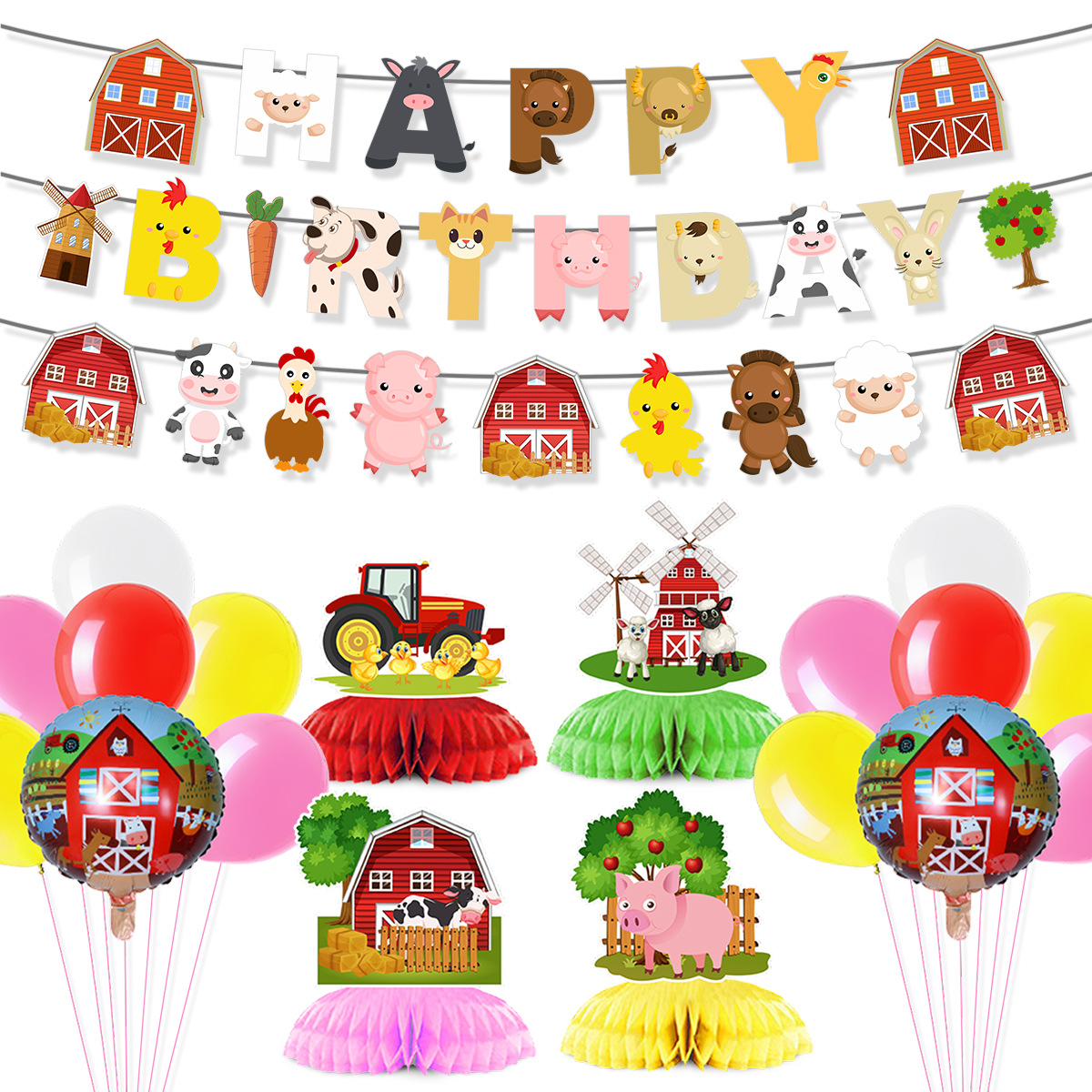 Cartoon Farm Animal Theme Birt - Confetti Balloon Set のレビューと価格