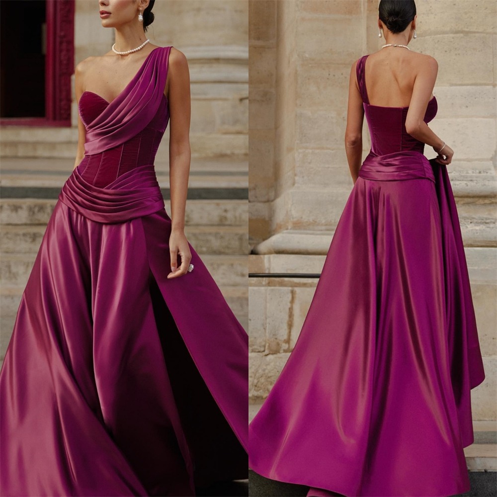 Elegant One Shoulder A Line Ev - Wedding Qb のレビューと価格
