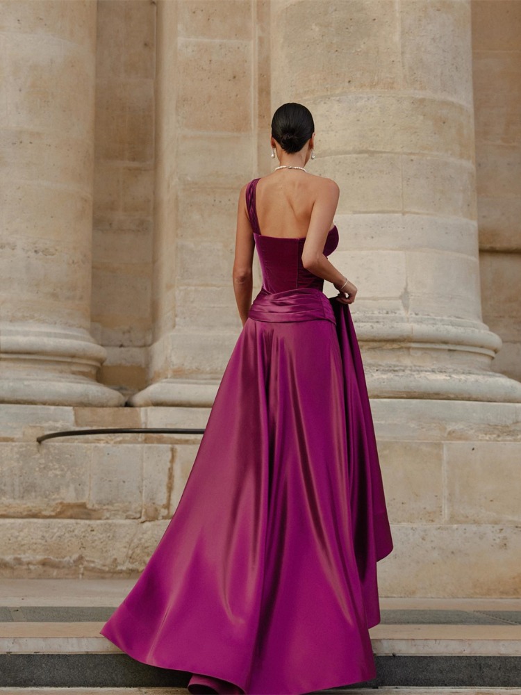 Elegant One Shoulder A Line Ev - Wedding Qb のレビューと価格