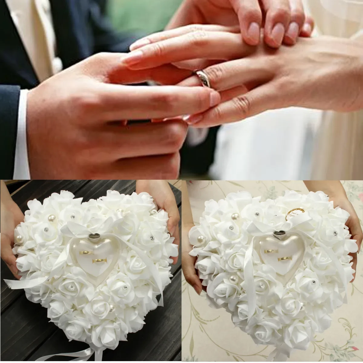 White Ring Bearer Pillow Cushi - Ring Bearer Pillow のレビューと価格