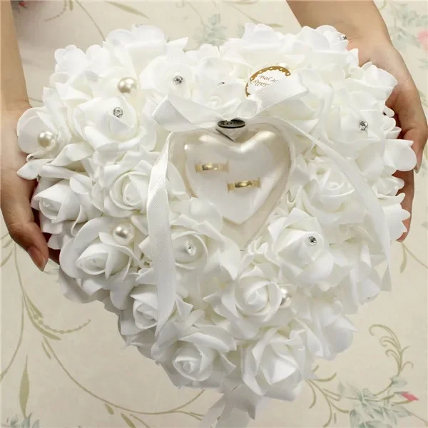 White Ring Bearer Pillow Cushi - Ring Bearer Pillow のレビューと価格