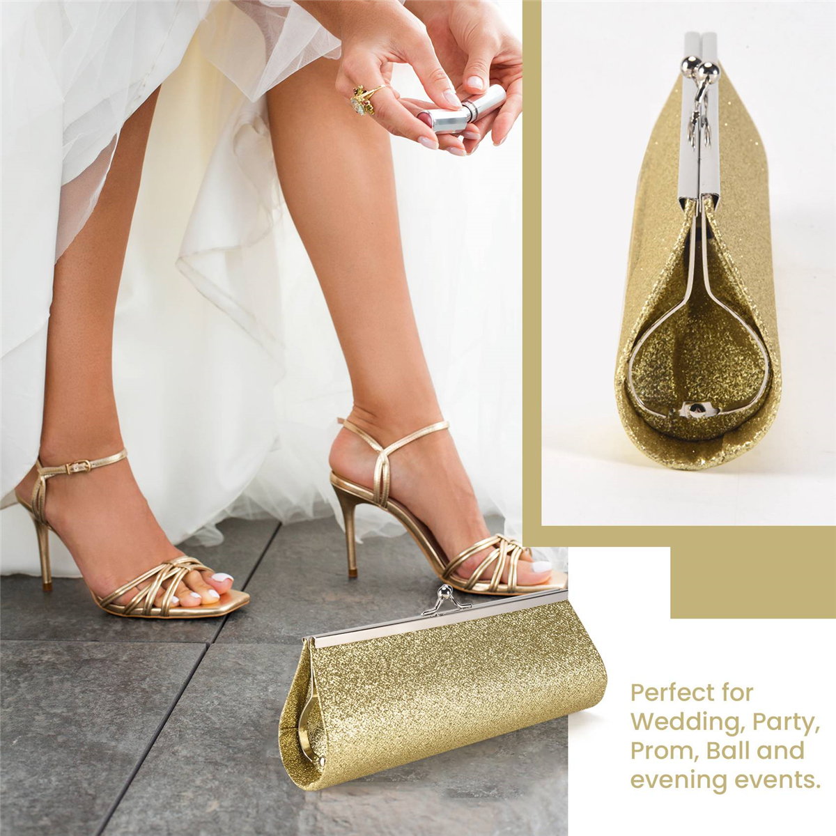 A330 Women Glitter Clutch Purs - Wedding Package Gold のレビューと価格