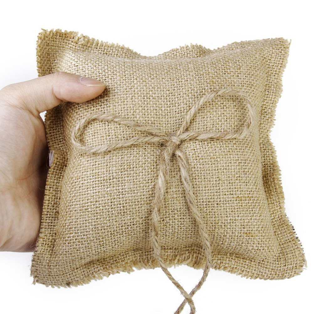 Brown Jute Wedding Ring Pillow - Ring Bearer Pillow のレビューと価格