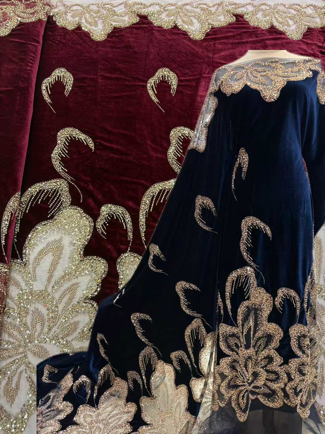 African Velvet Beaded Heavy La - Wedding Dress Supply のレビューと価格