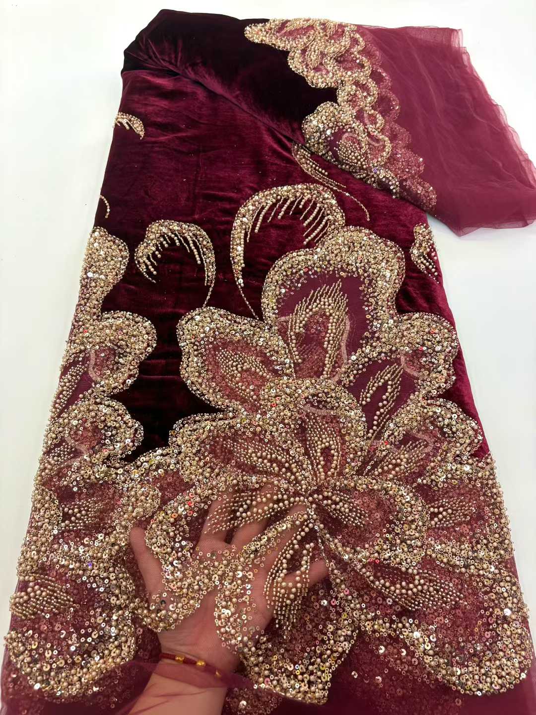 African Velvet Beaded Heavy La - Wedding Dress Supply のレビューと価格