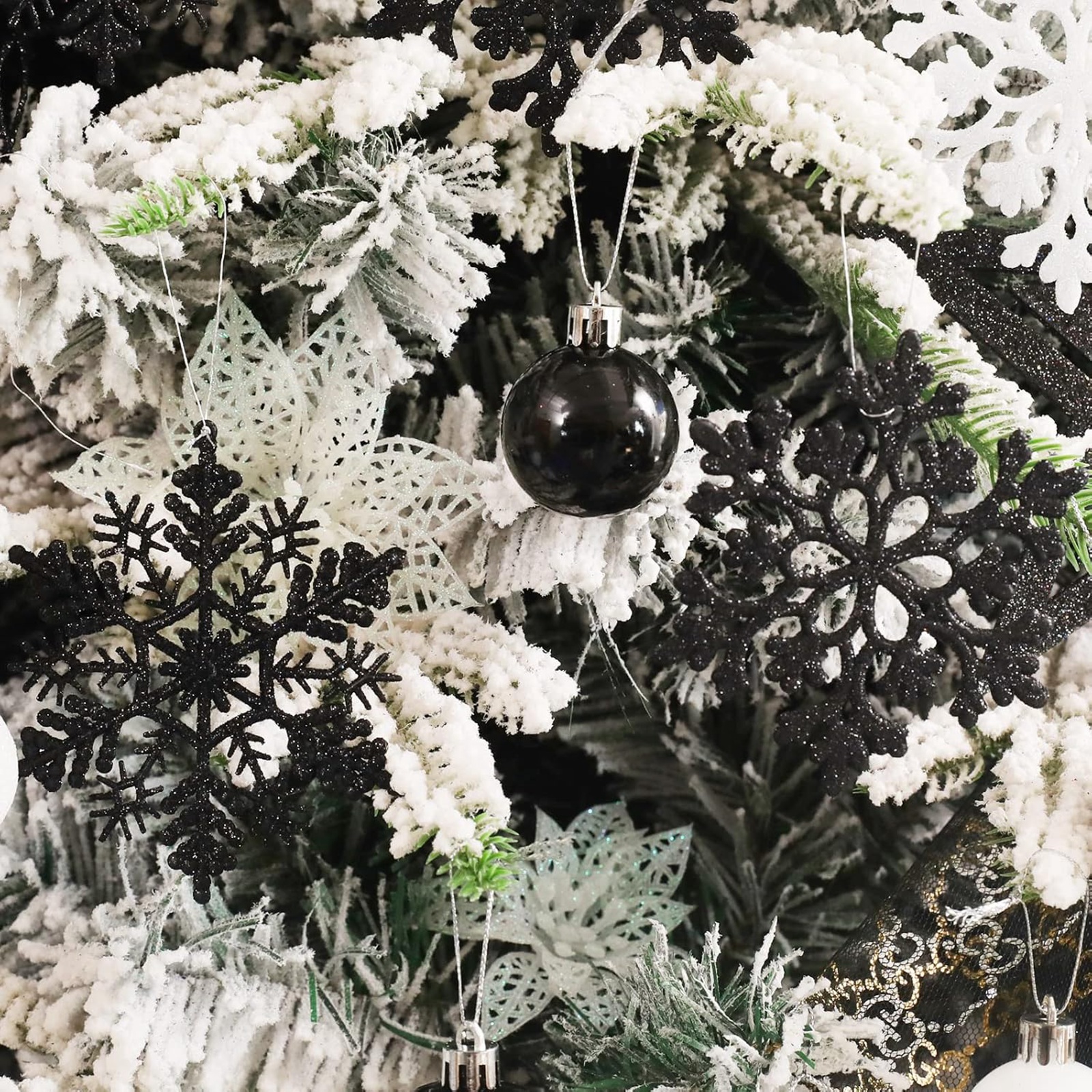 12pcs/set Black Plastic Snowfl - Supply Wedding Venue のレビューと価格