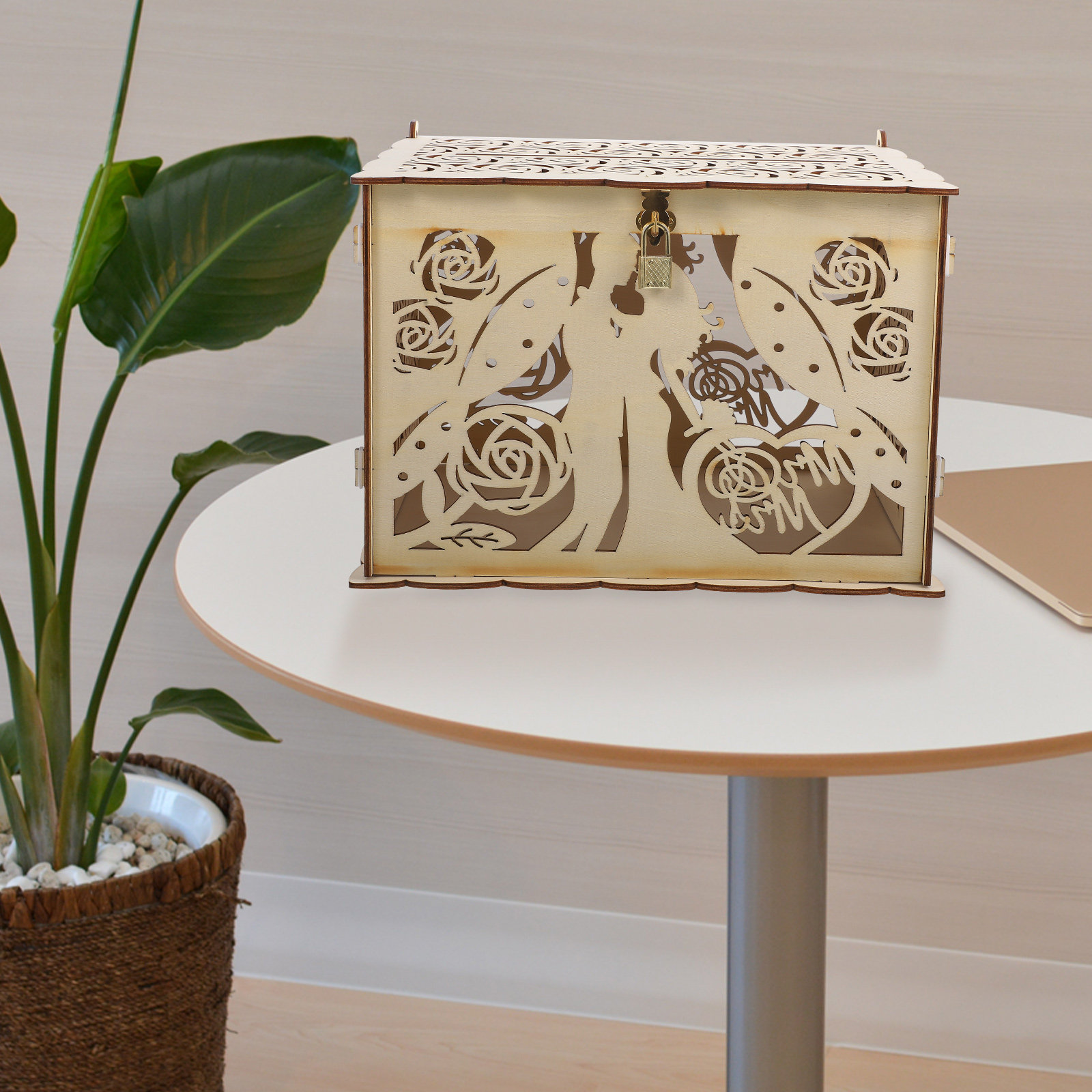 Hollowed Out Natural Wood Wedd - Wedding Card Box のレビューと価格