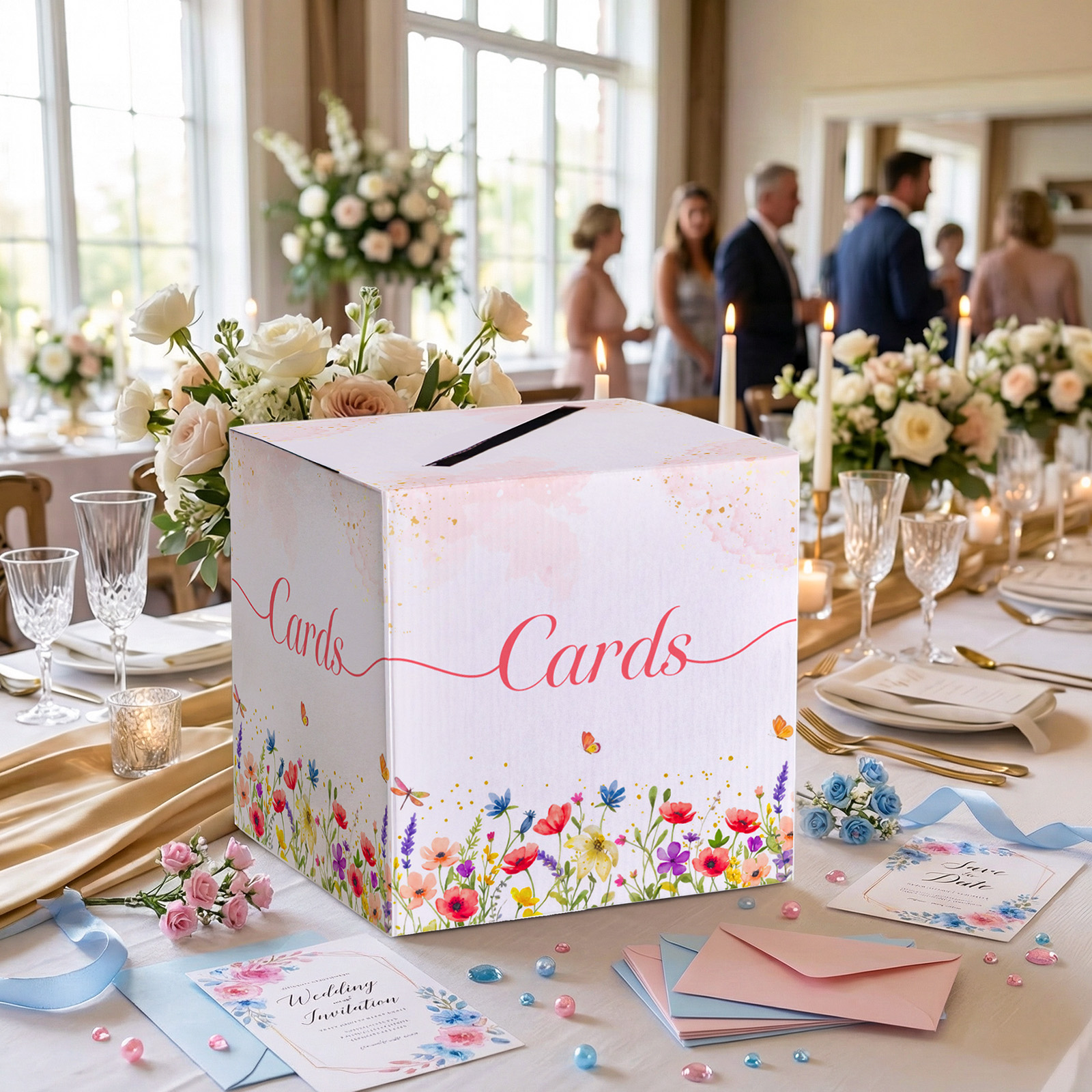 OurWarm Pink Floral Alphabet W - Wedding Card Box のレビューと価格