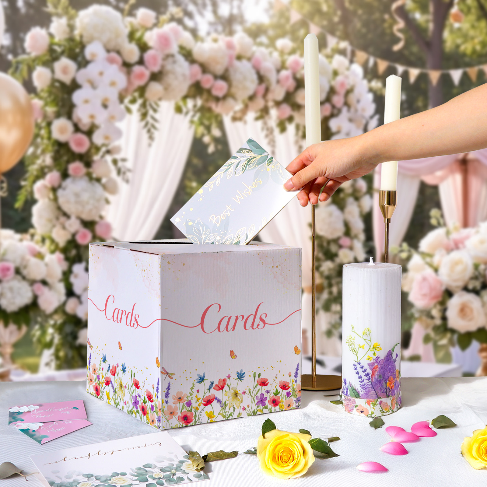 OurWarm Pink Floral Alphabet W - Wedding Card Box のレビューと価格
