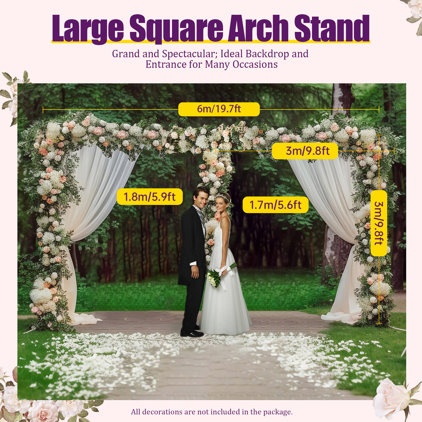 3x6m/10x20ft Metal Wedding Arc - Confetti Balloon Set のレビューと価格