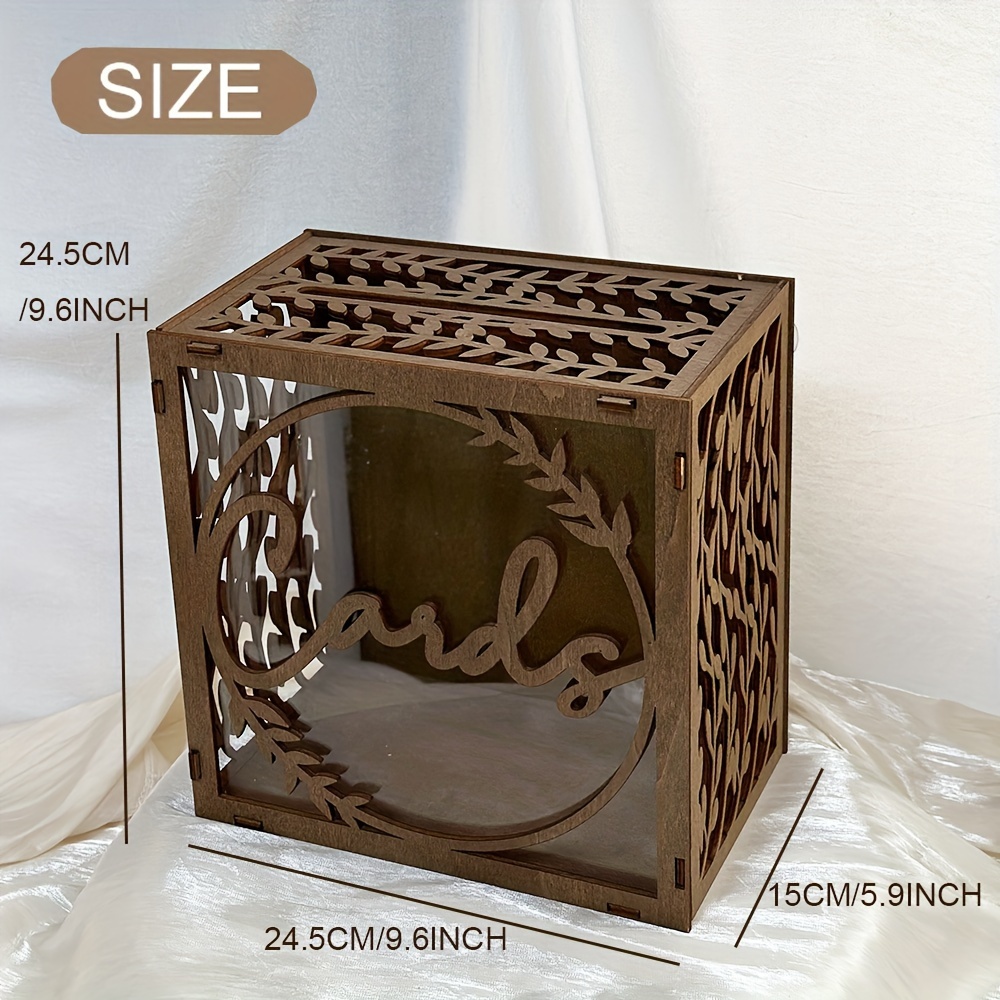 1pc Brown Wooden Wedding Card  - Wedding Card Box のレビューと価格