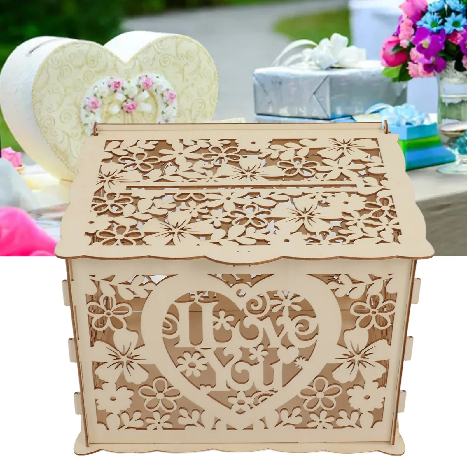 DIY Hollow Wooden Box Gift Car - Wedding Card Box のレビューと価格