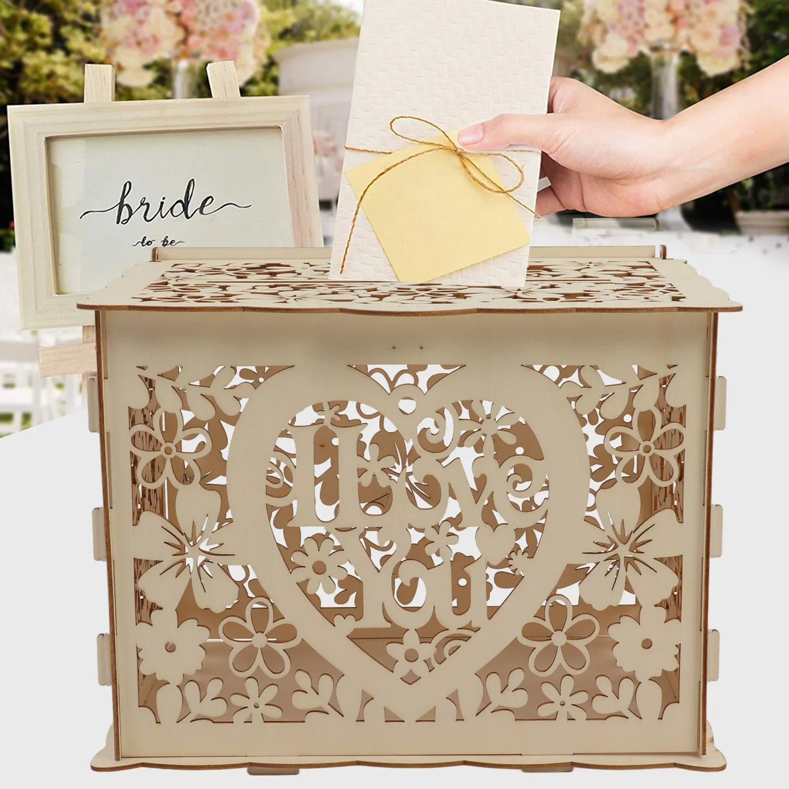 DIY Hollow Wooden Box Gift Car - Wedding Card Box のレビューと価格