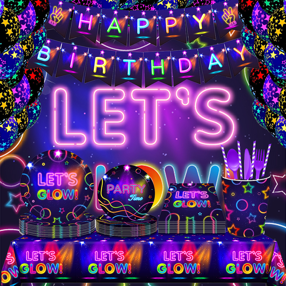 Glow Party Tablecloth Napkins  - Confetti Balloon Set のレビューと価格
