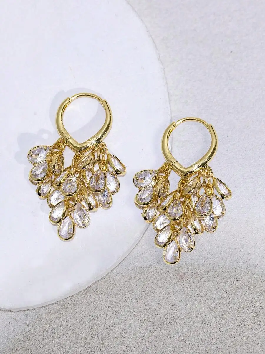 Elegant Gold Tone Teardrop Zir - Wedding Package Gold のレビューと価格