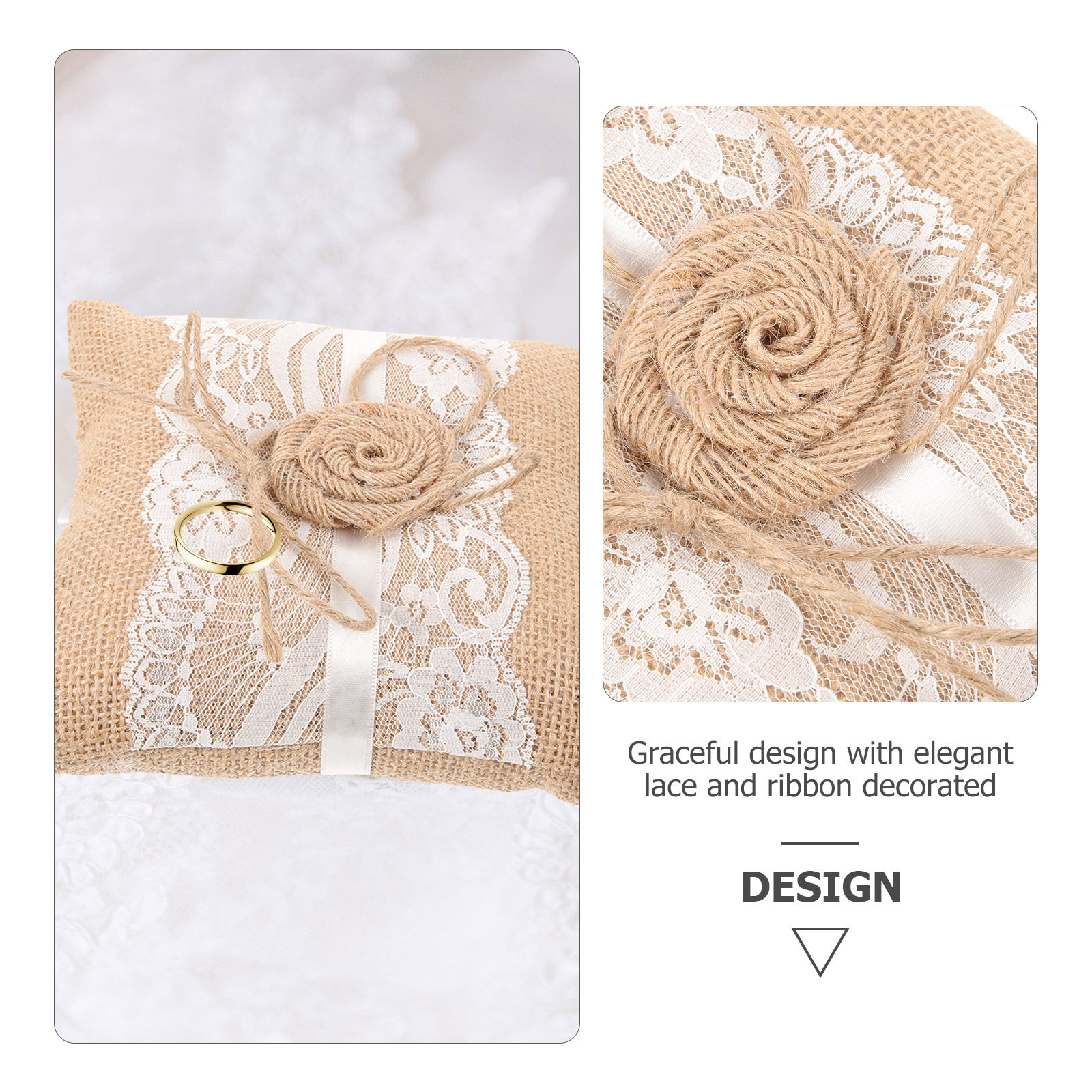 Bridal Ring Pillow Burlap Line - Ring Bearer Pillow のレビューと価格