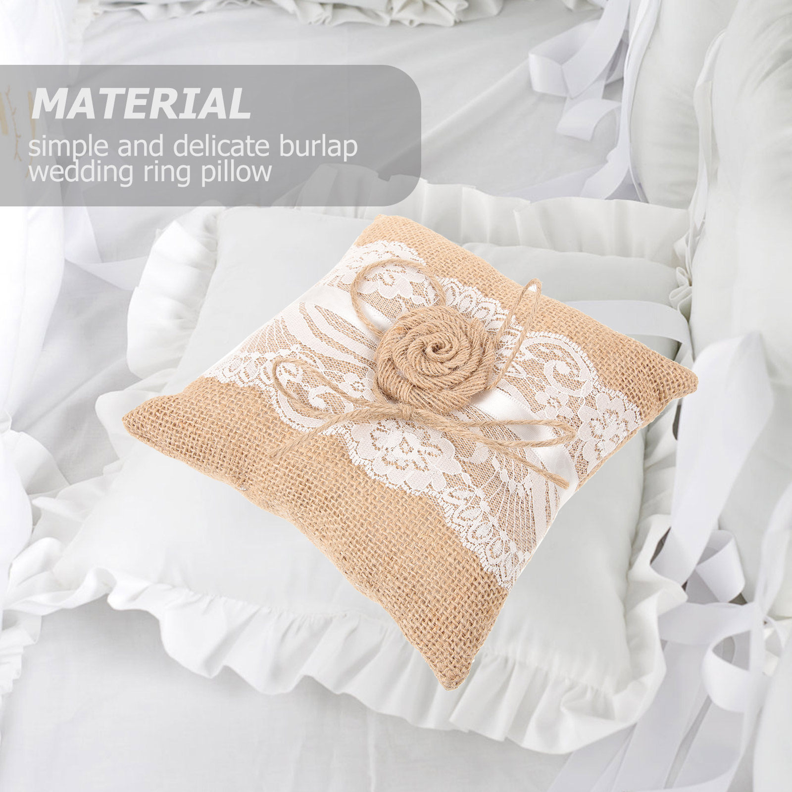 Bridal Ring Pillow Burlap Line - Ring Bearer Pillow のレビューと価格