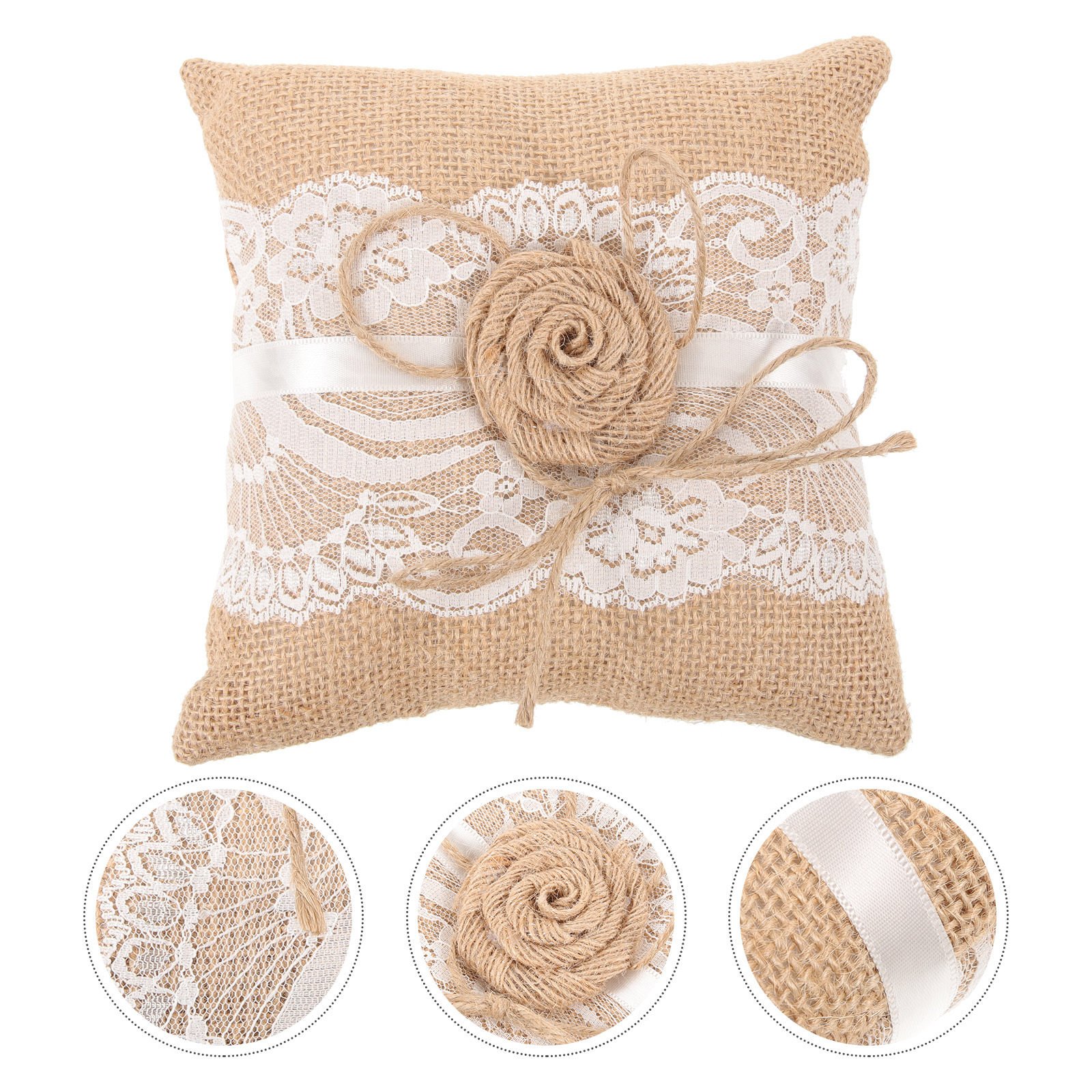 Bridal Ring Pillow Burlap Line - Ring Bearer Pillow のレビューと価格