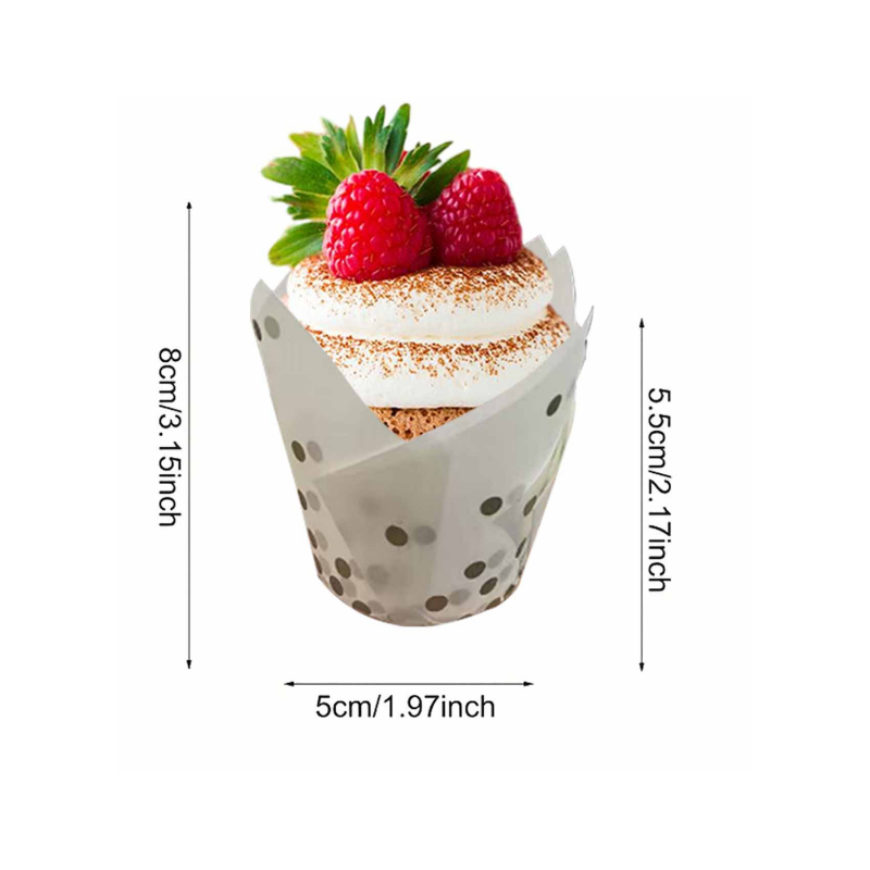 50Pcs/100Pcs Gold Dot Tulip Ca - Wedding Cake Supply のレビューと価格