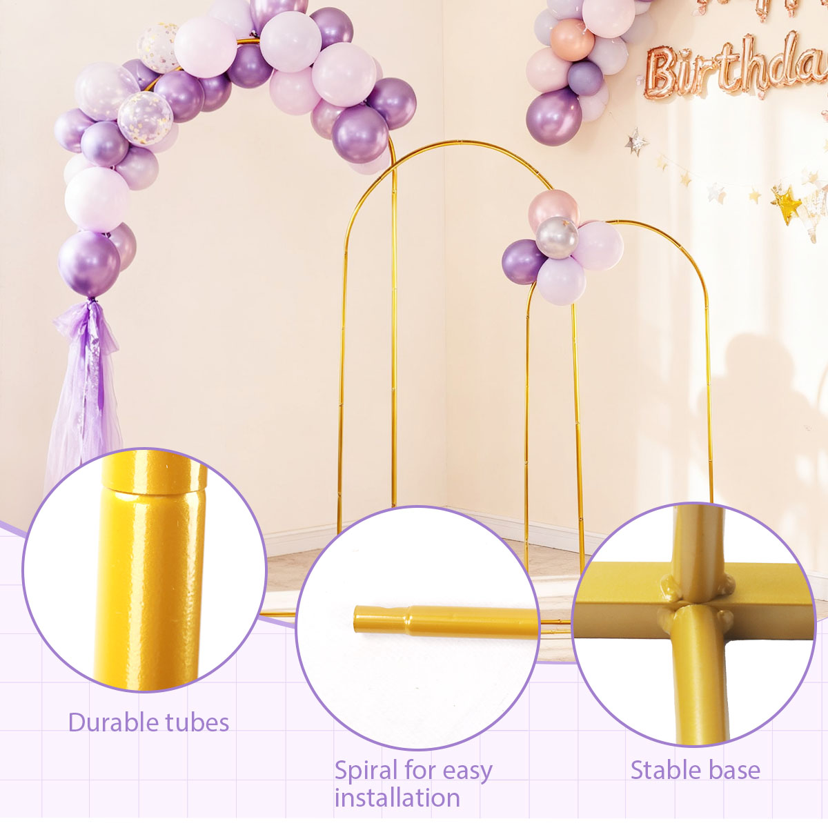 3Pack Golden Metal Arch Kits,  - Confetti Balloon Set のレビューと価格